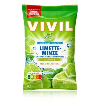 VIVIL Erfrischungsbonbons Limette Minze zuckerfrei 120g