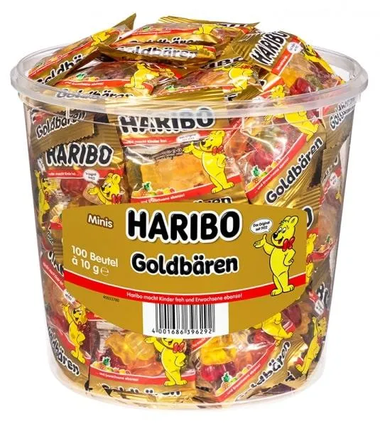 Haribo Goldbären Minibeutel Dose 100 Stück