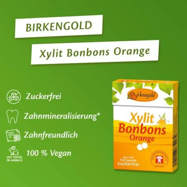 Birkengold Xylit Bonbons Orange zuckerfrei 30g